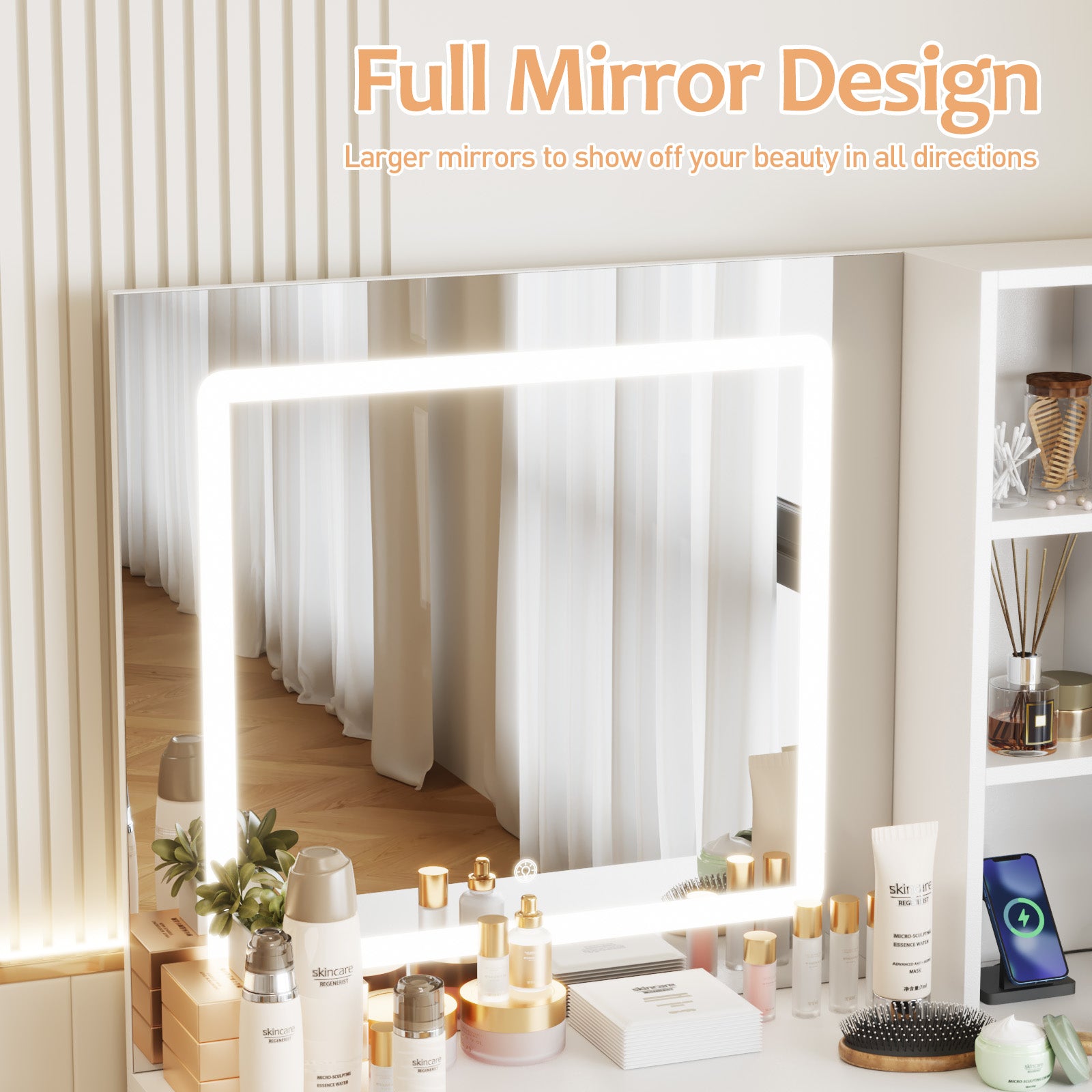 Makeup vanity with lights full Mirror design