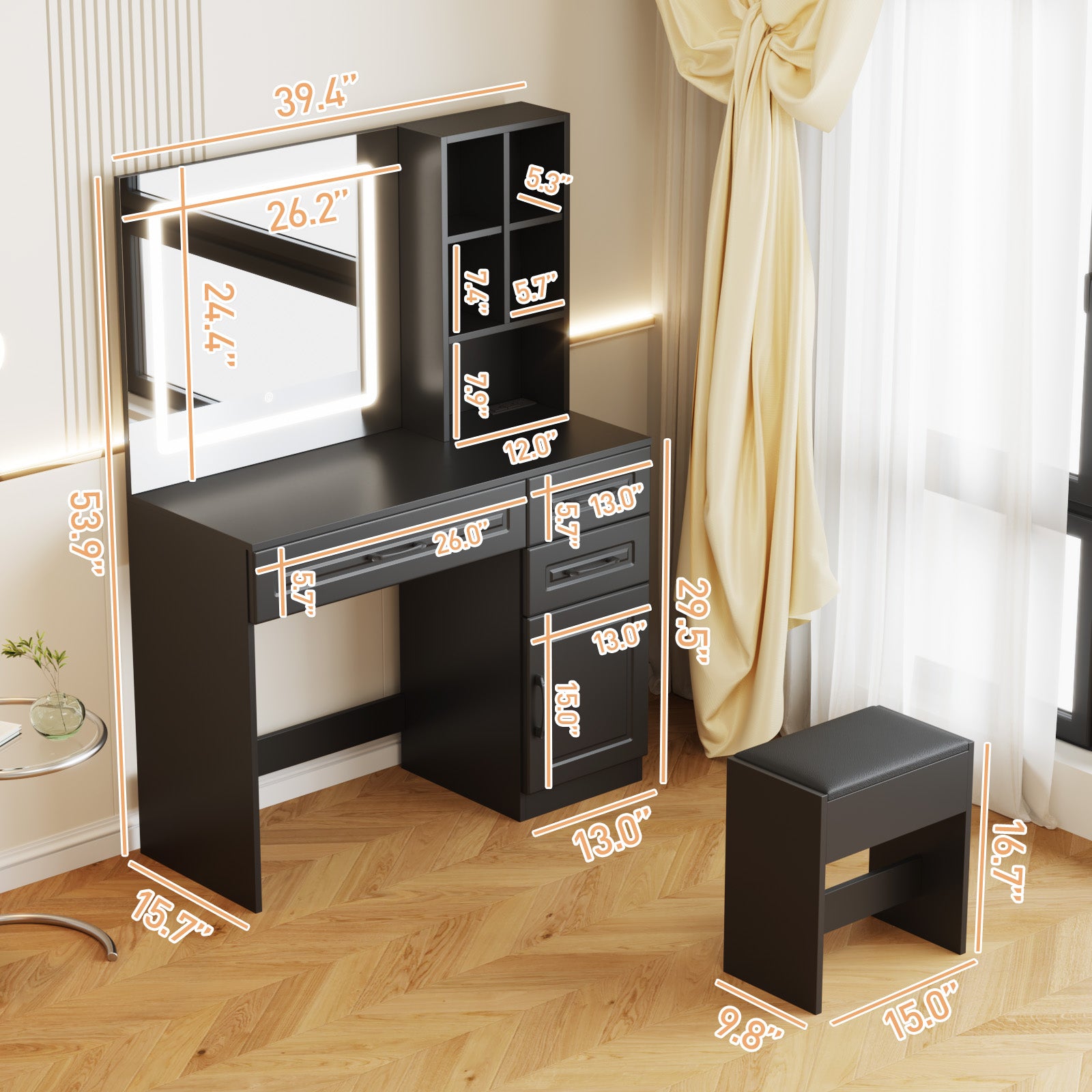 Advwin mini makeup table with lighted mirror size