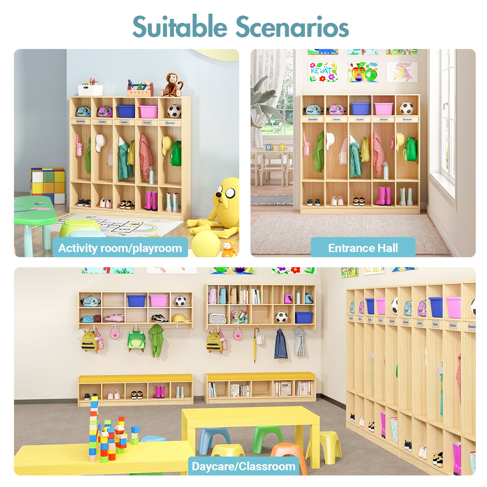 Advwin 5-Section Classroom Coat Locker with 10 Cubbies