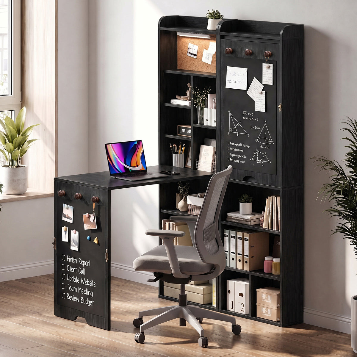 Advwin Wall Mounted Foldable Desk w/ LED & Corkboard