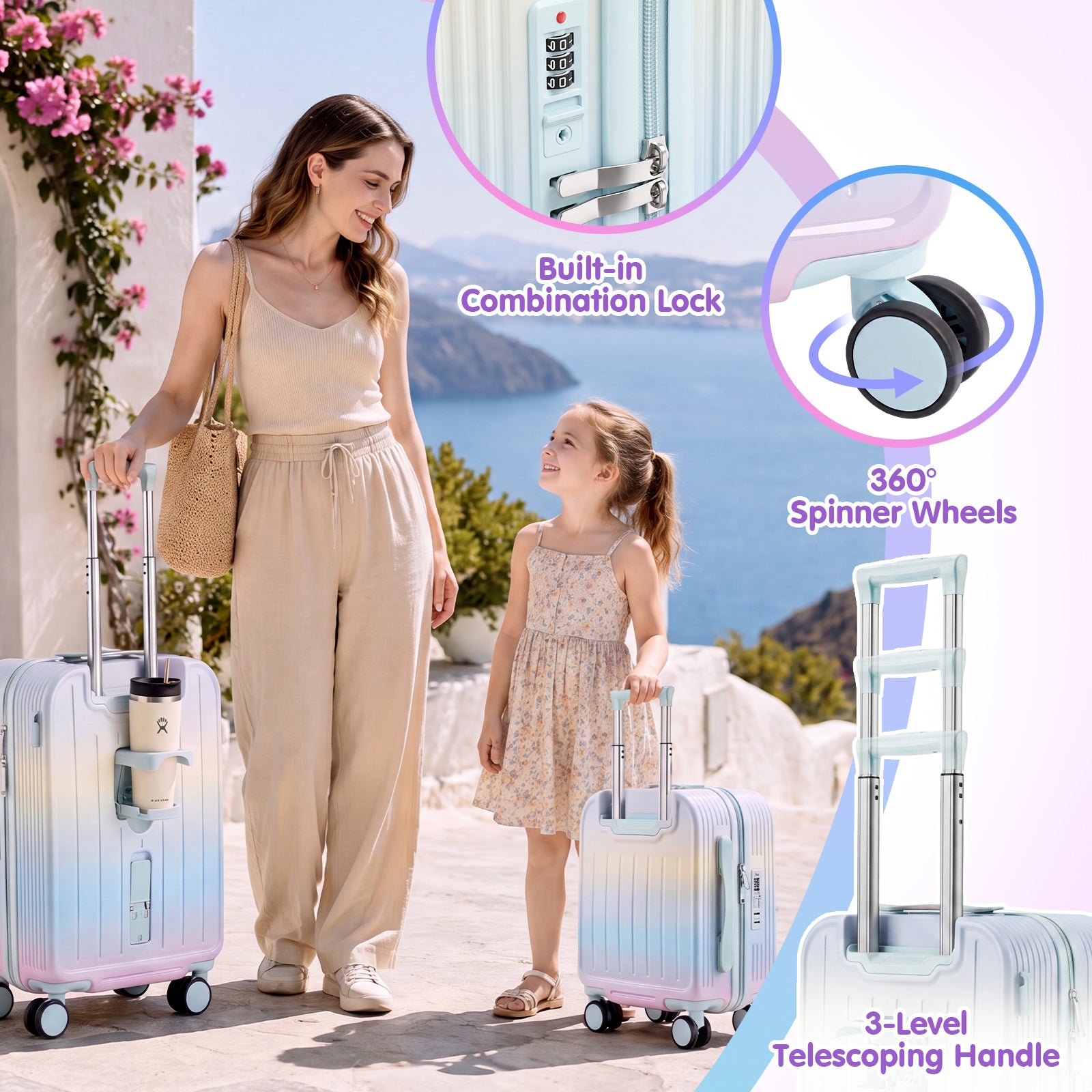 Advwin 2 Piece Ride On Suitcase Set for Kids