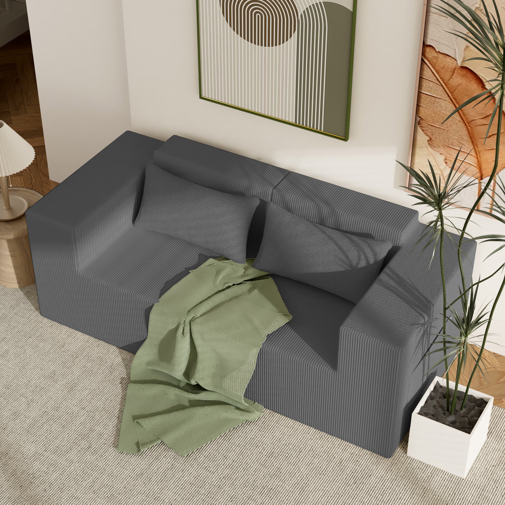 Advwin Oversized Modular Sectional Corduroy Couch