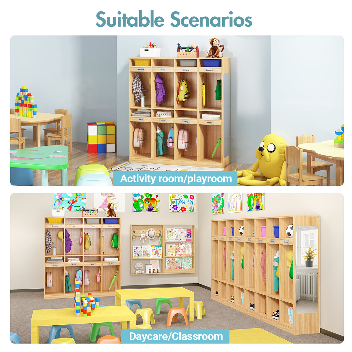 Advwin 8-Section Classroom Coat Locker w/ 8 Cubbies