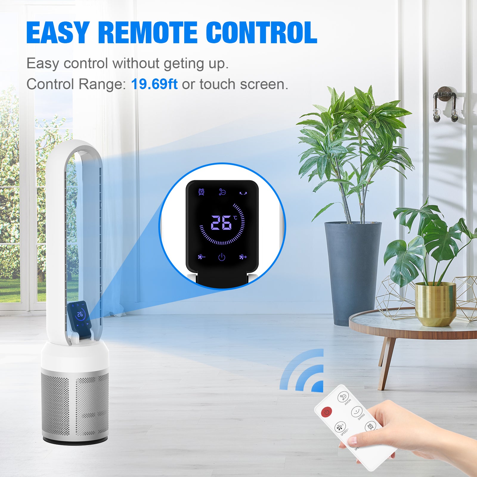 Advwin Electric Bladeless Fan with Touch Screen