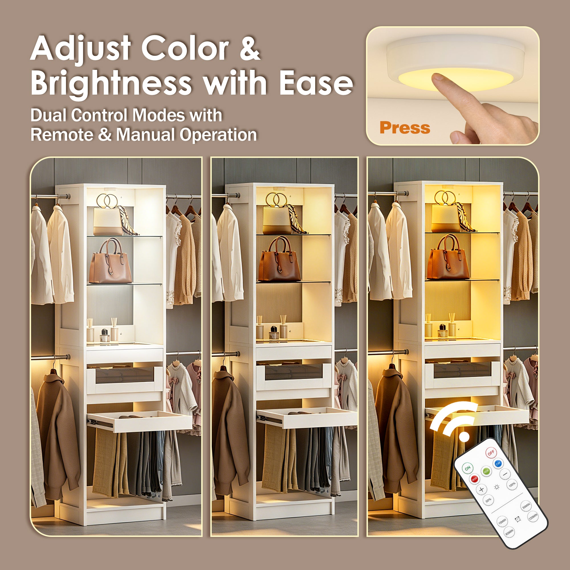 Advwin 6-12 Ft Closet System with LED Lighting