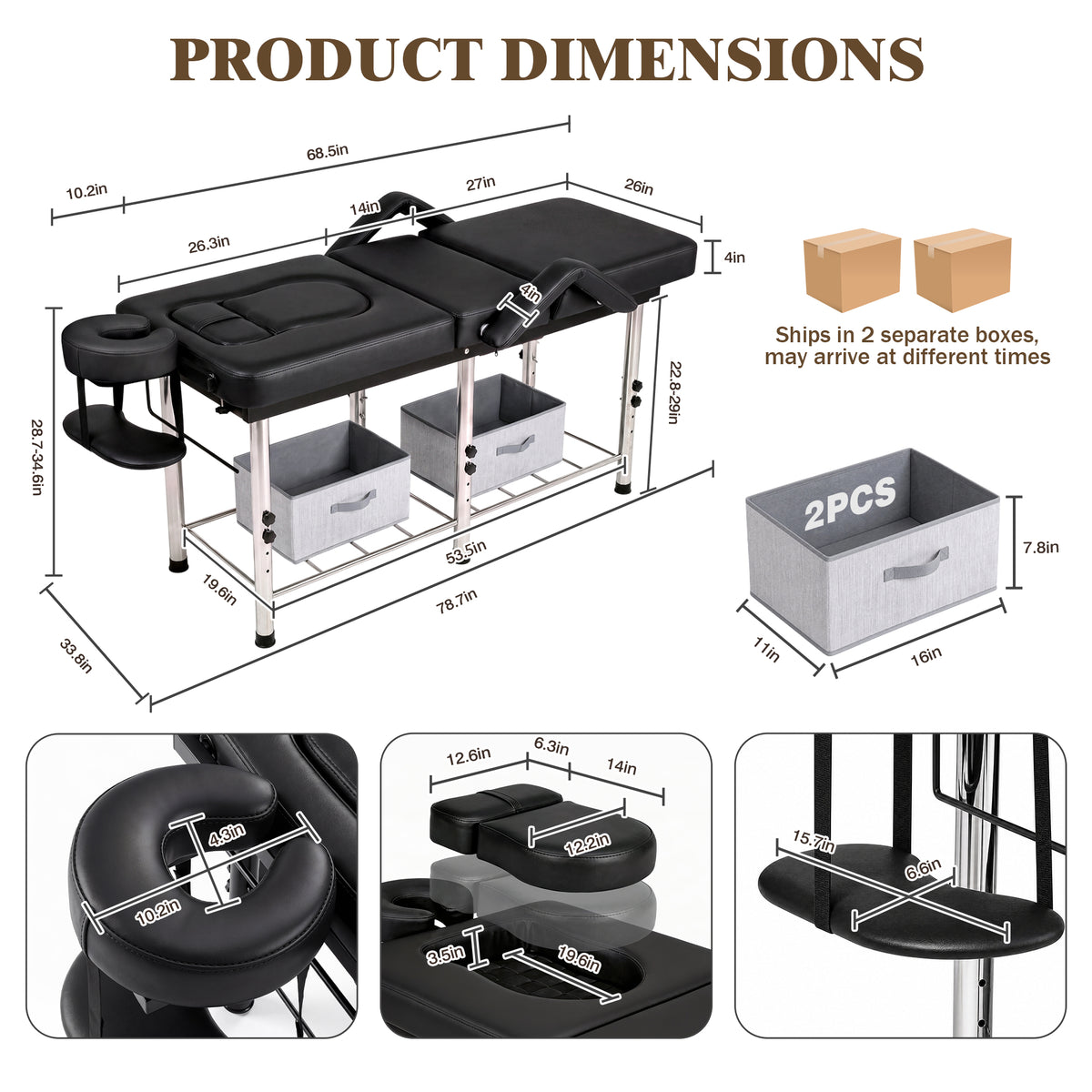 Advwin Massage Table w/ Chest & Abdominal Opening