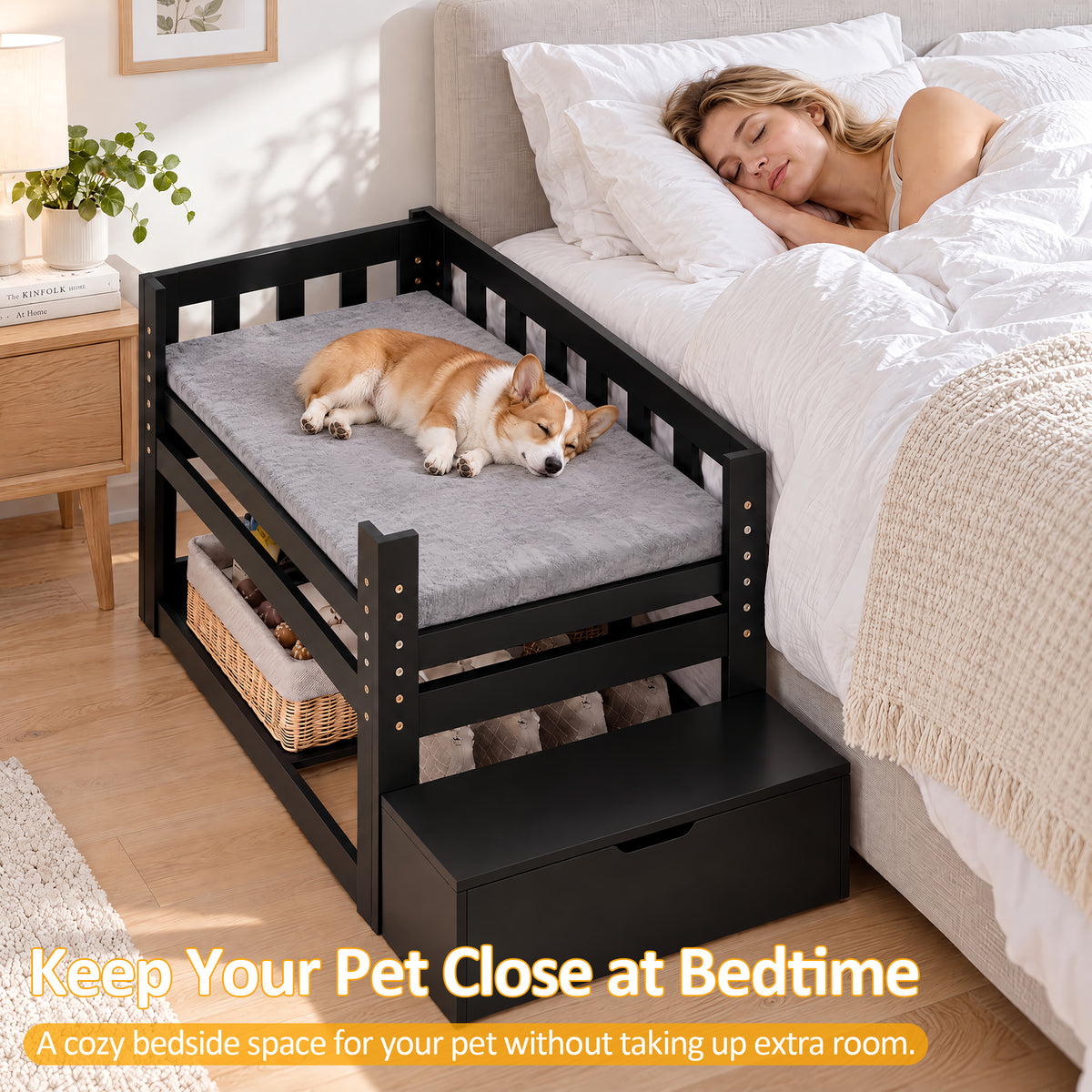 Advwin Adjustable Pet Bunk Bed w/ Stairs & Storage