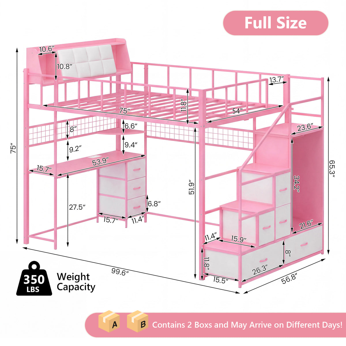 Advwin Loft Bed with Storage Headboard & Power Outlets