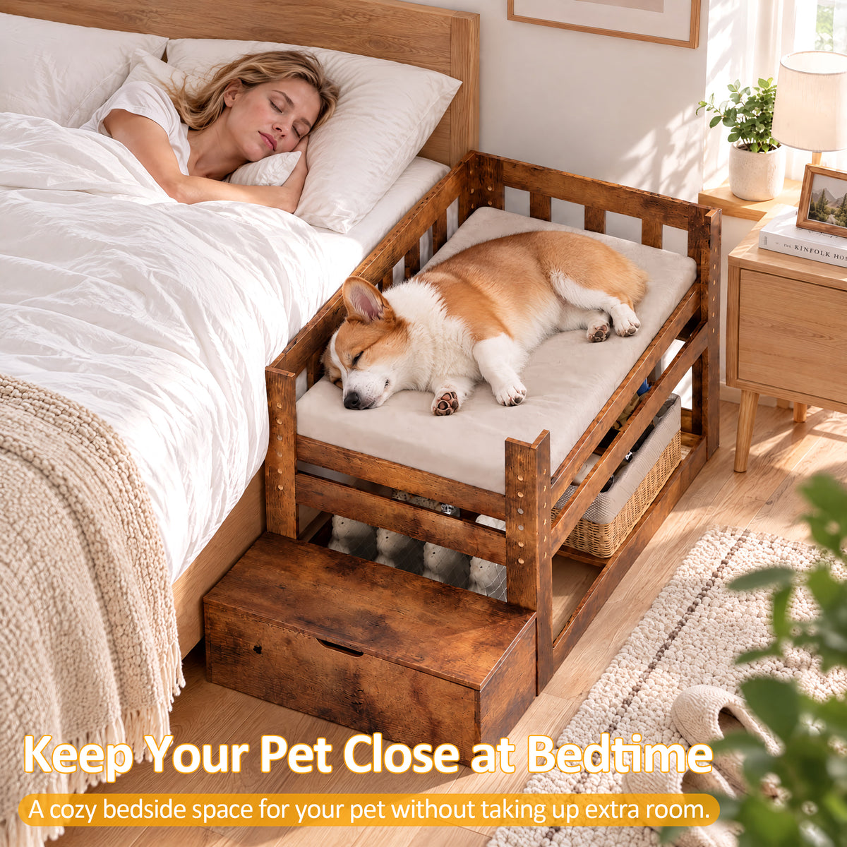 Advwin Adjustable Pet Bunk Bed w/ Stairs & Storage