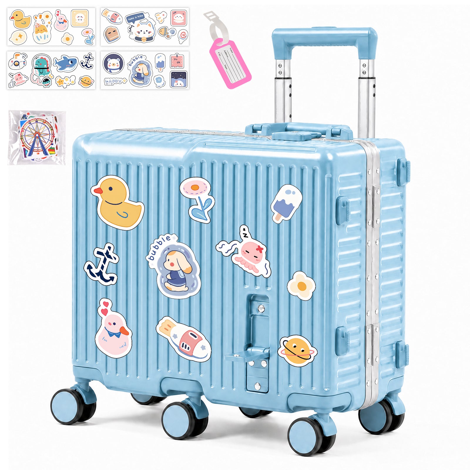 Advwin 20" Aluminum Frame Kids Ride-On Suitcase w/ 6 Wheels
