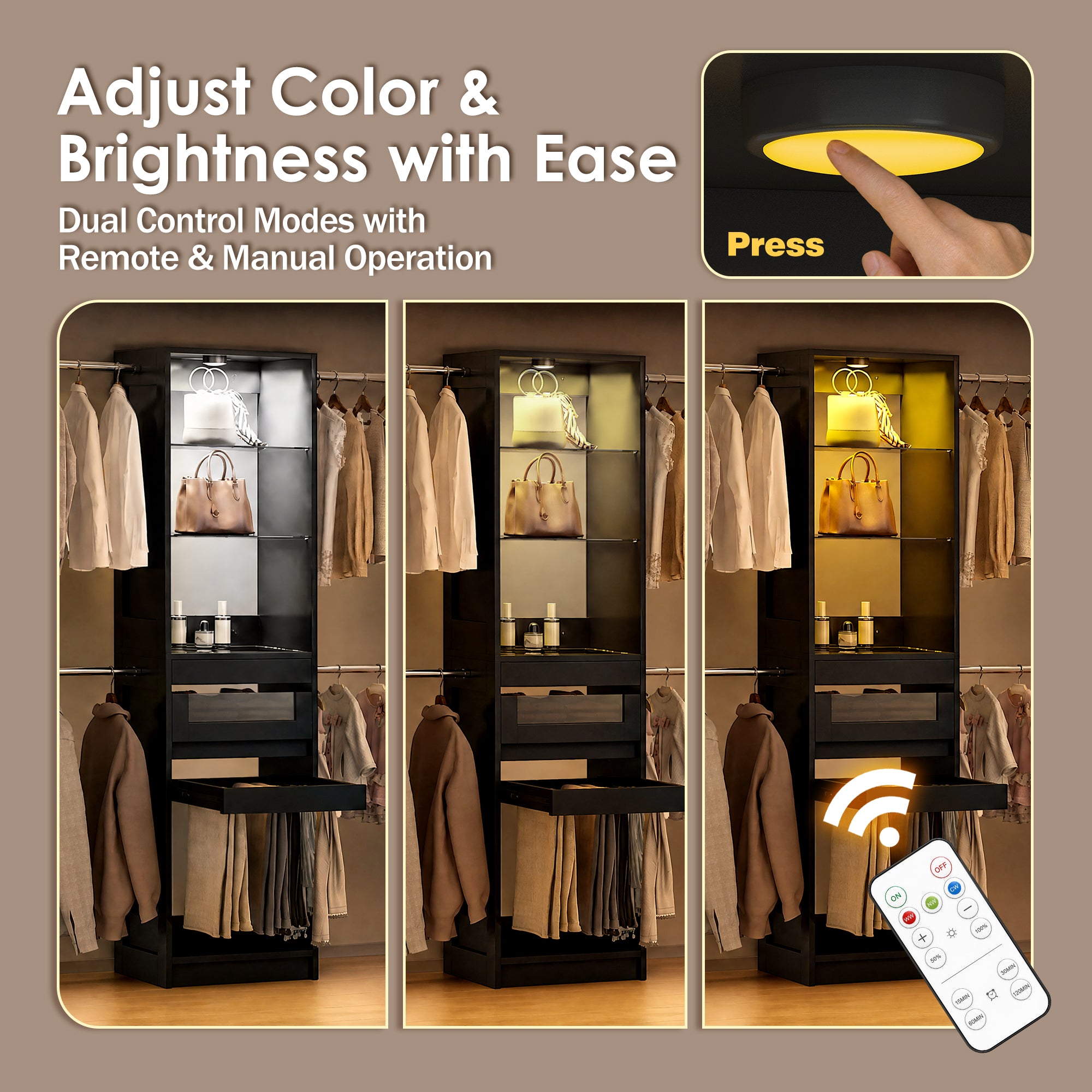 Advwin 6-12 Ft Closet System with LED Lighting