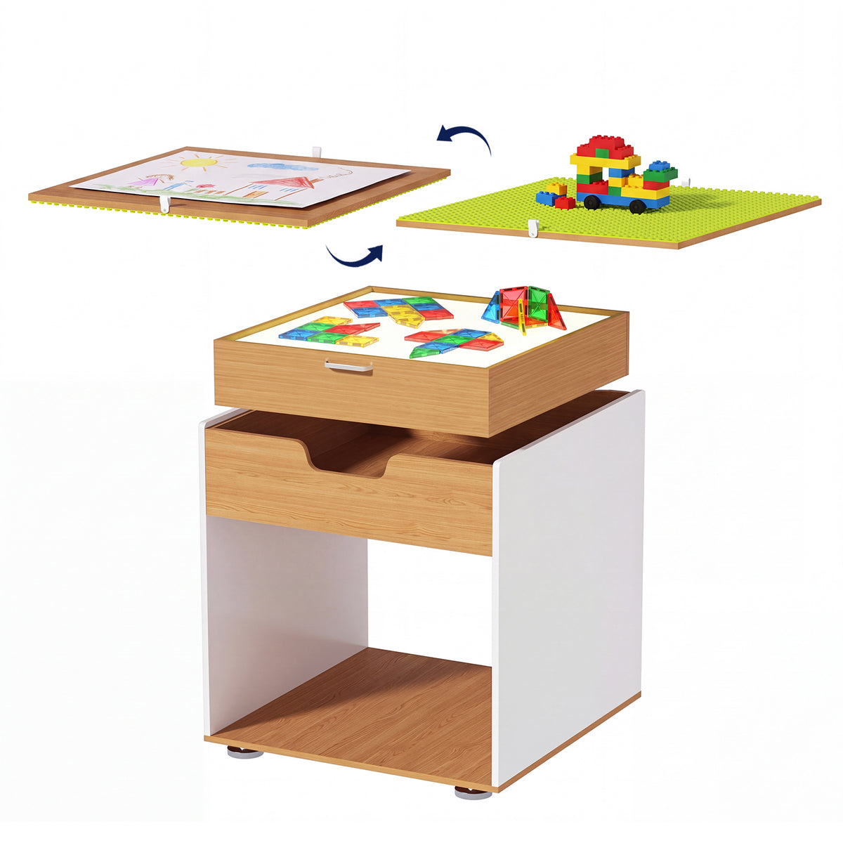 Advwin 4-in-1 Light Table for Kids with Reversible Tabletop