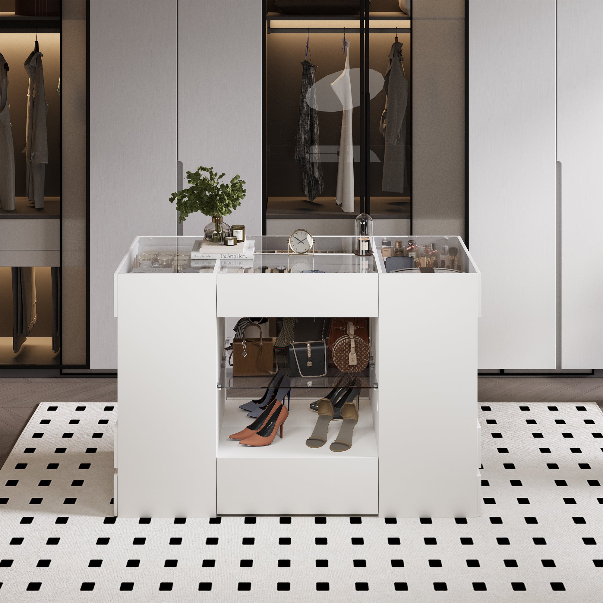 Advwin Modern Closet Island with 10 Drawers