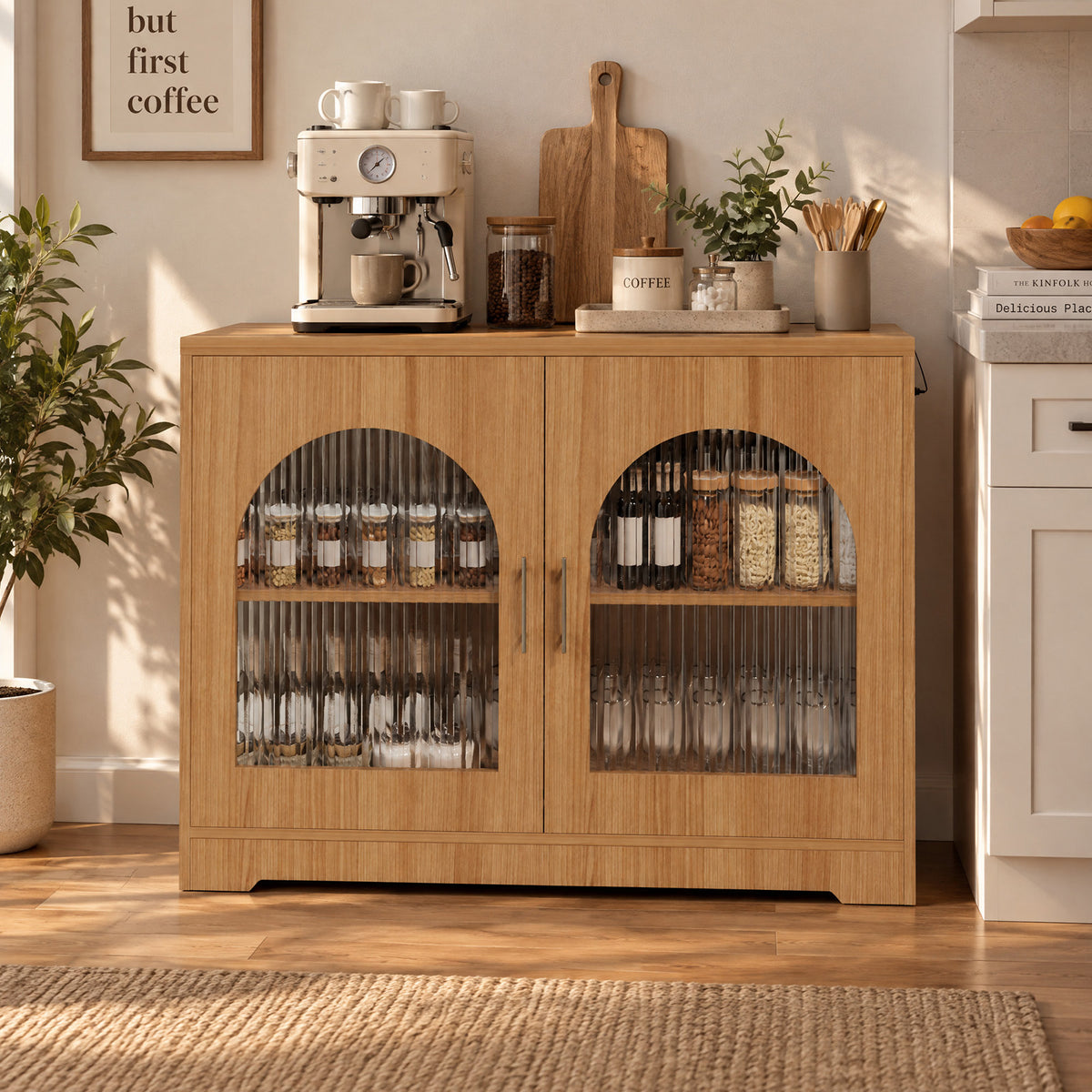 Advwin Extendable Dining Table with Storage Cabinet