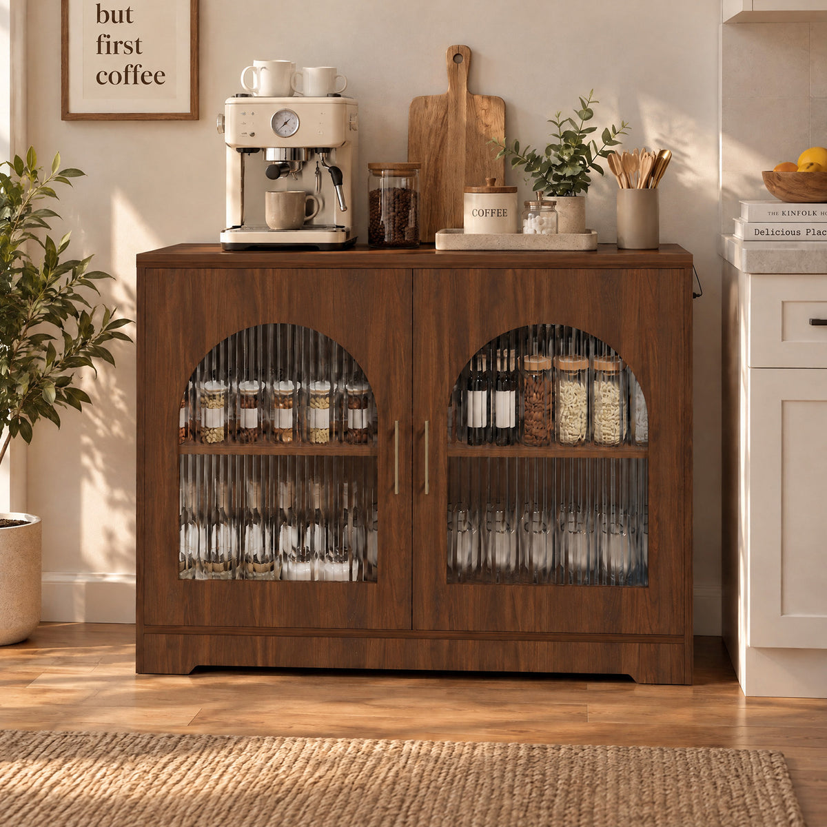Advwin Extendable Dining Table with Storage Cabinet
