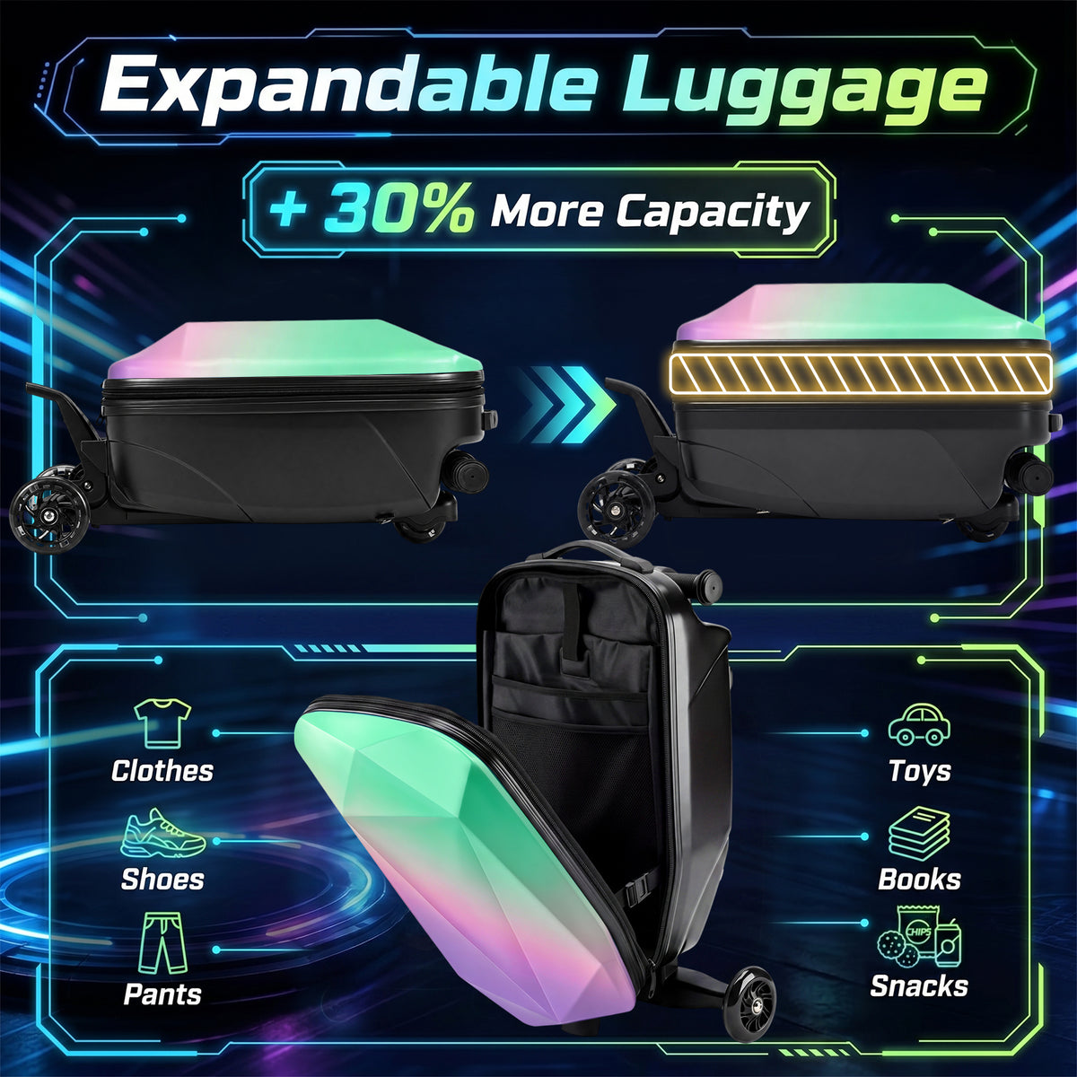 Advwin Expandable 4-in-1 Scooter Suitcase for Kids
