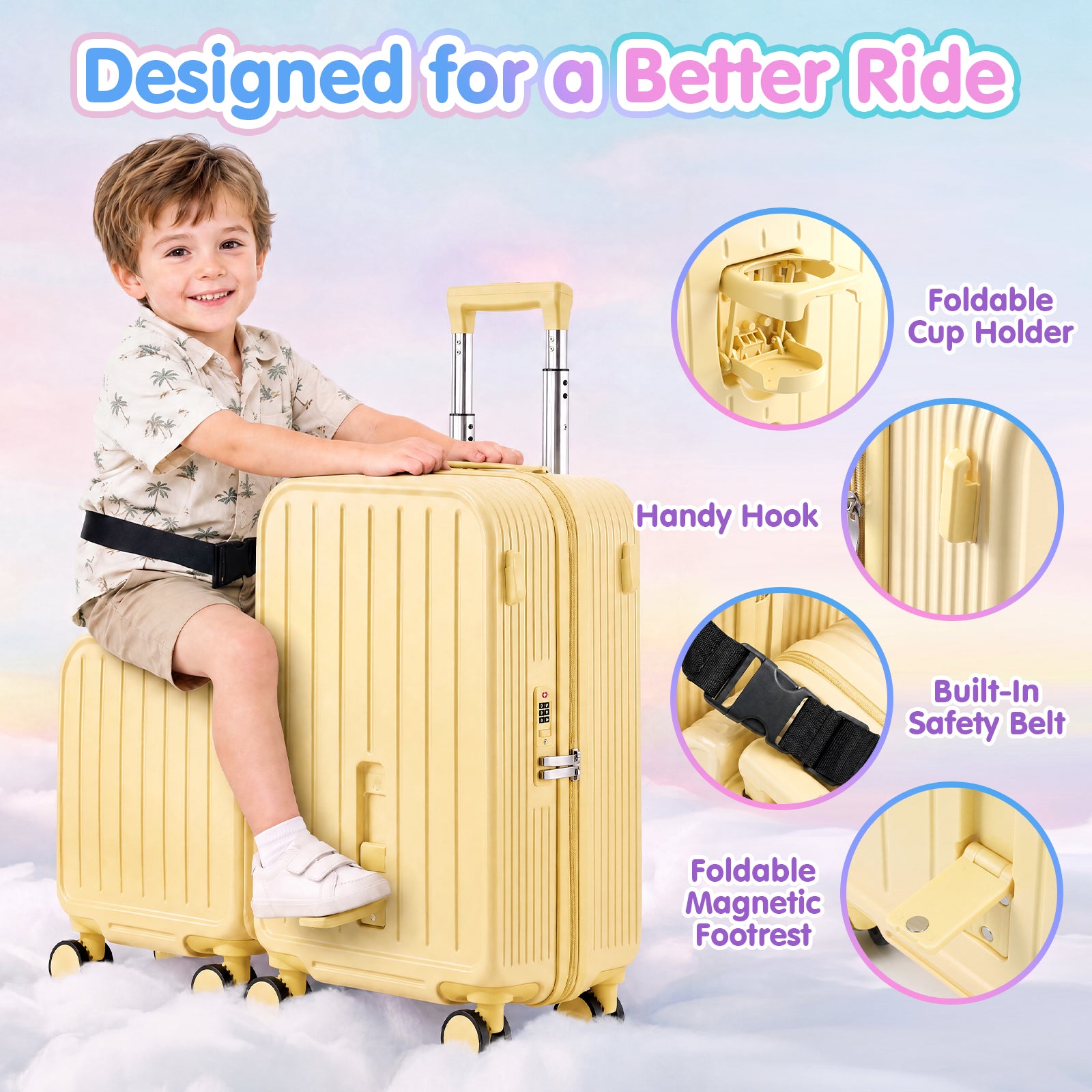 Advwin 2 Piece Ride On Suitcase Set for Kids