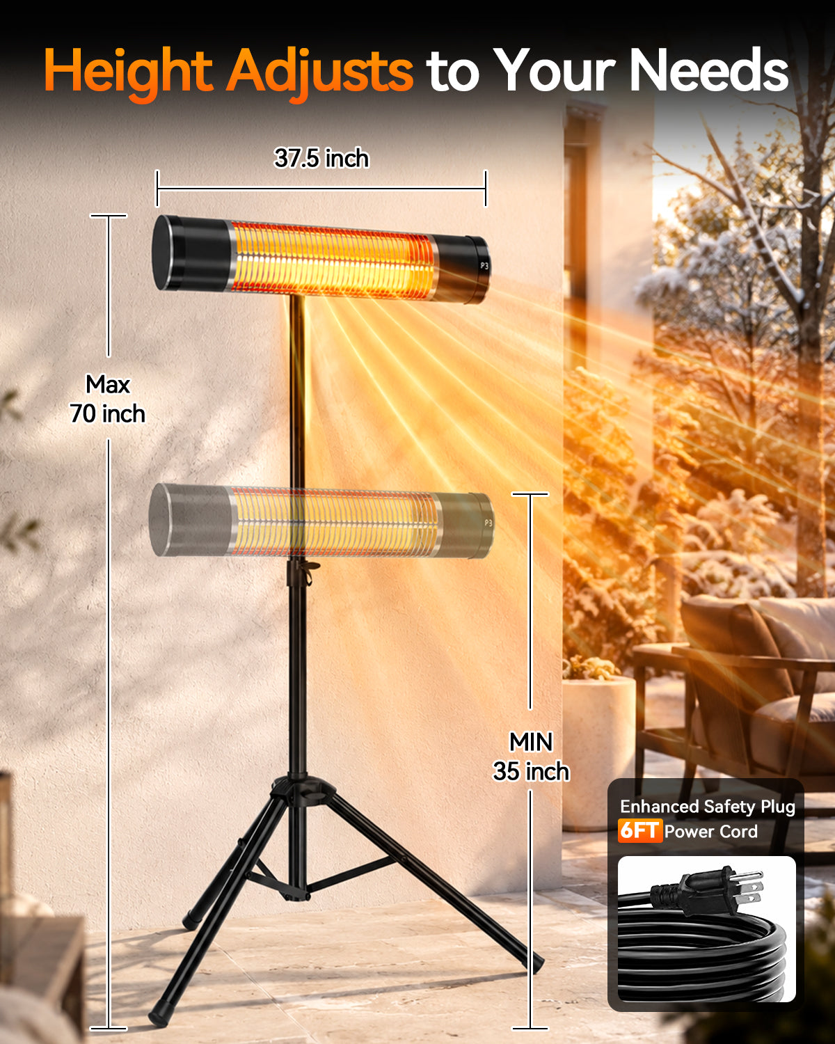 Advwin 1800W Electric Infrared Patio Heater