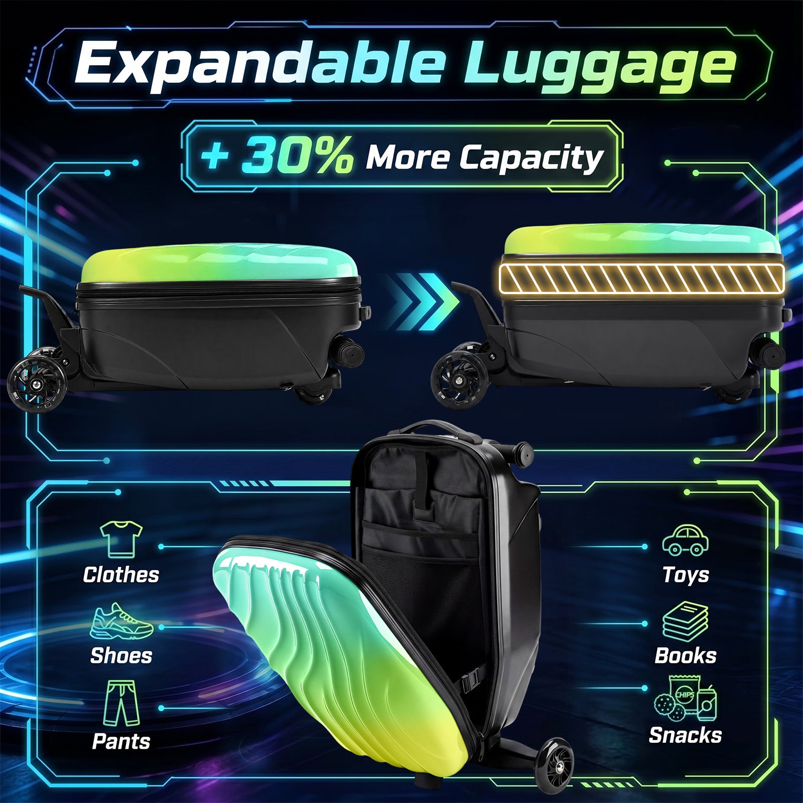 Advwin 4-in-1 Detachable Ride-On Suitcase for Kids