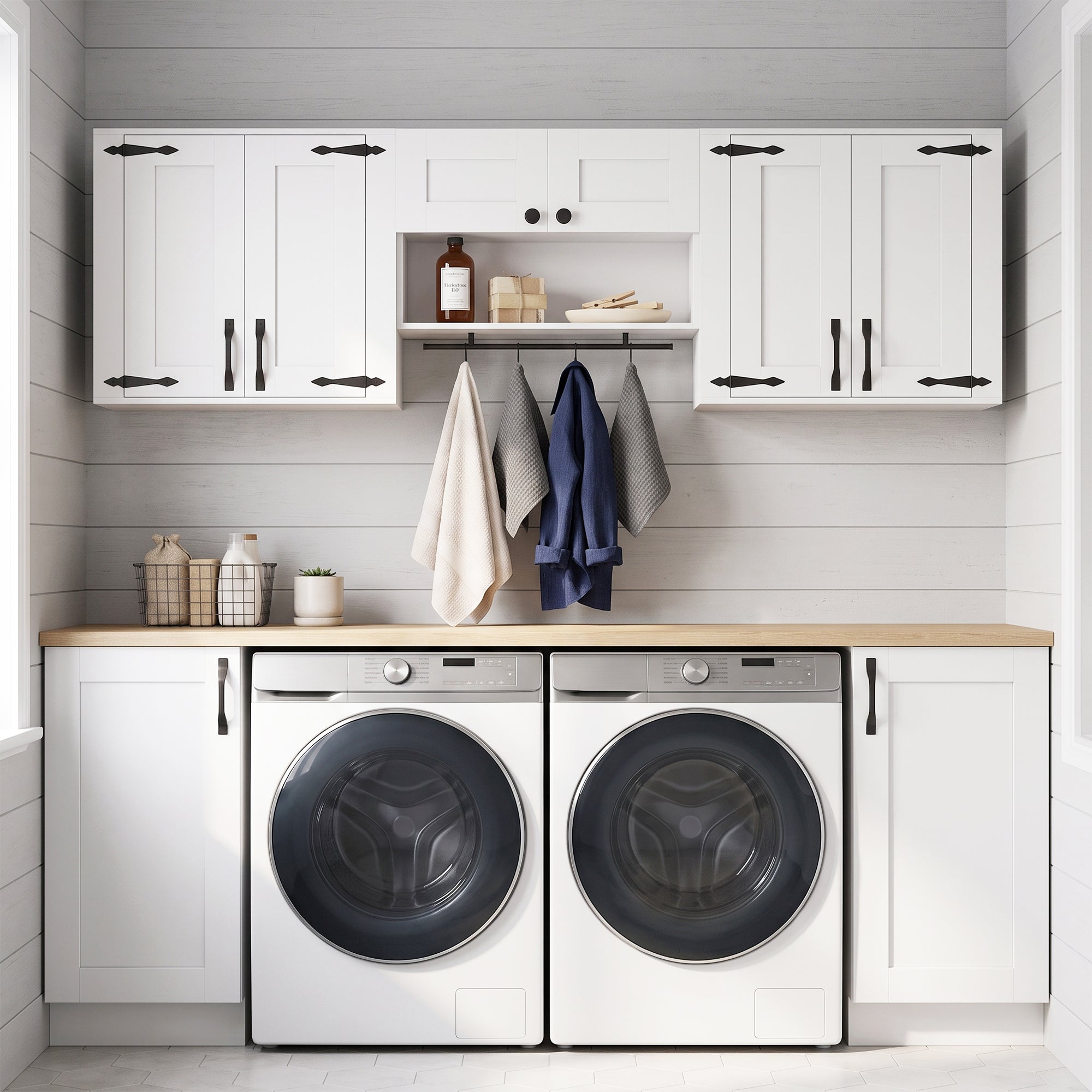 Advwin Laundry Room Farmhouse Wall Cabinet Set