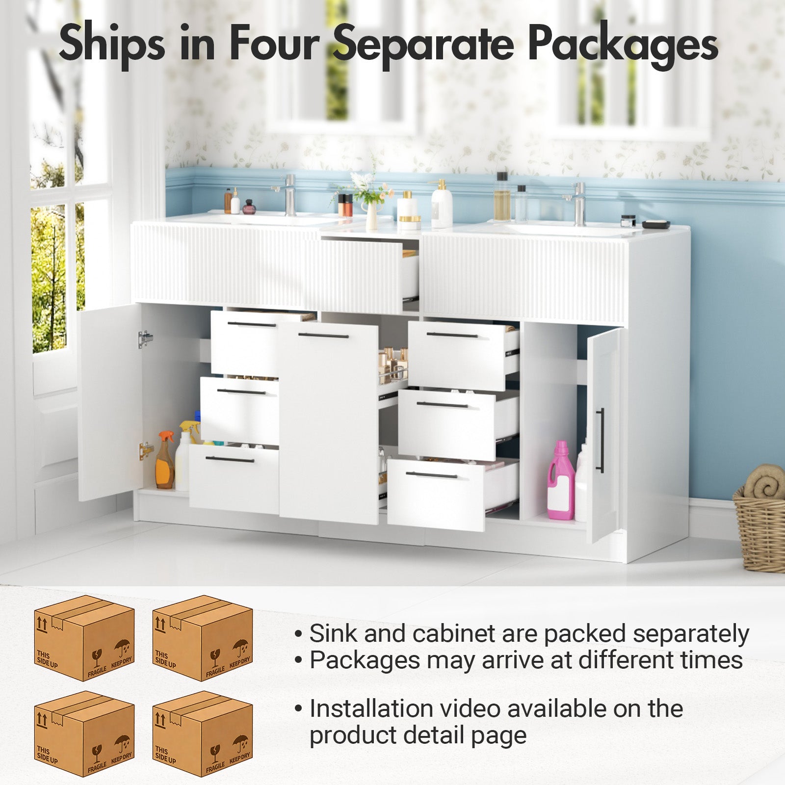 Advwin Freestanding Modern Bathroom Vanity w/ Sink