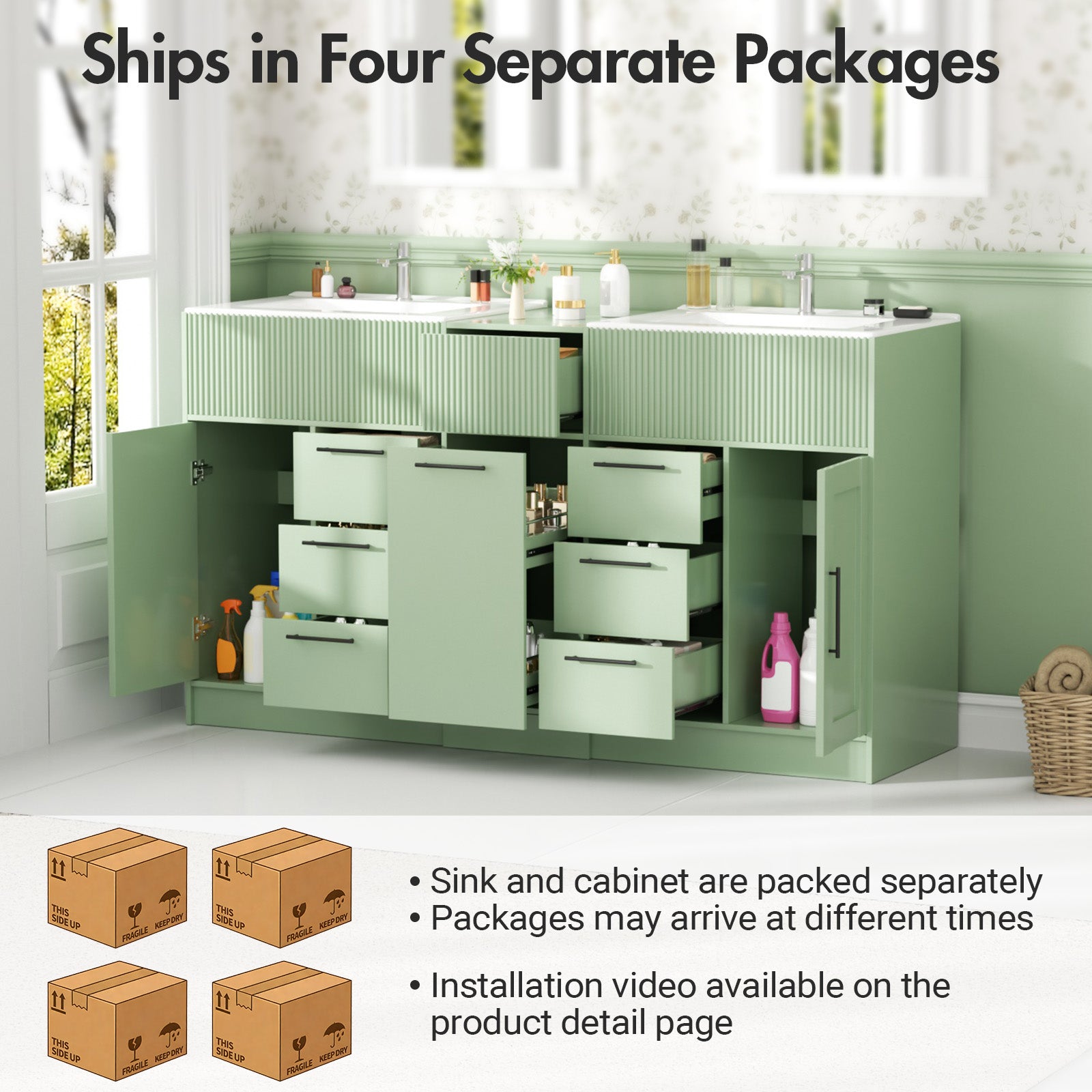 Advwin Freestanding Modern Bathroom Vanity w/ Sink