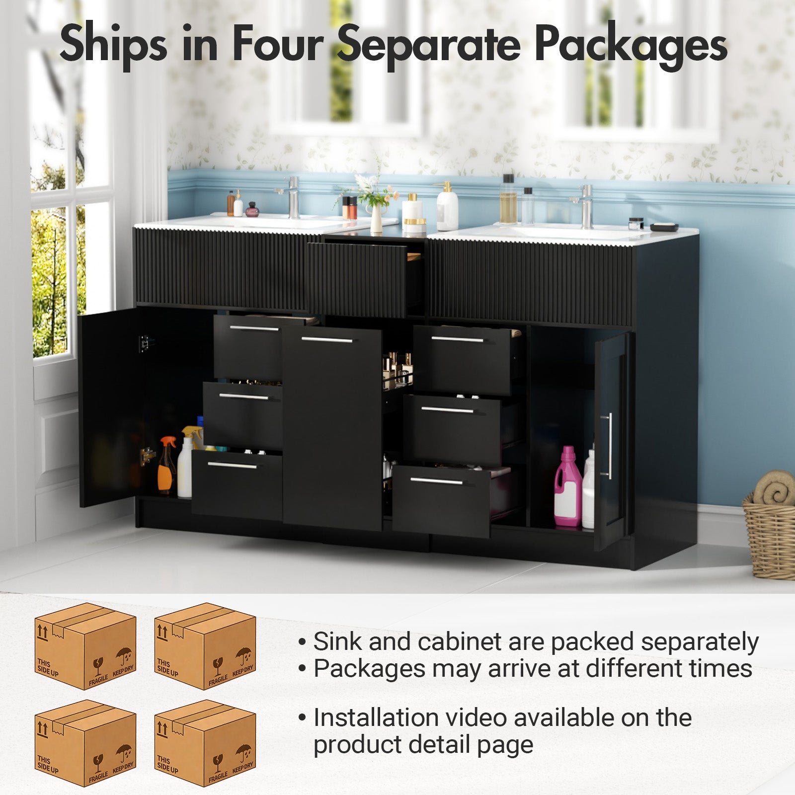 Advwin Freestanding Modern Bathroom Vanity w/ Sink