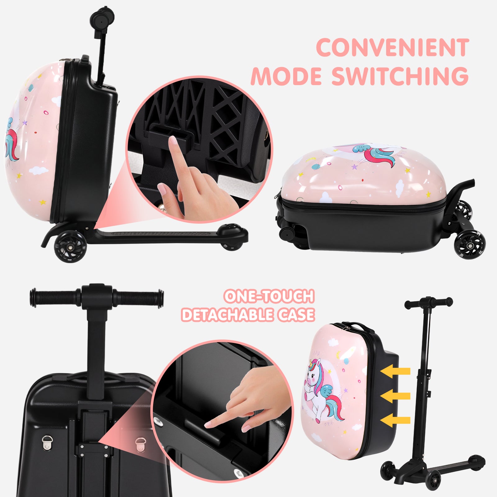 Advwin Kids Detachable Ride-On Scooter Suitcase | LED Light-Up Wheels