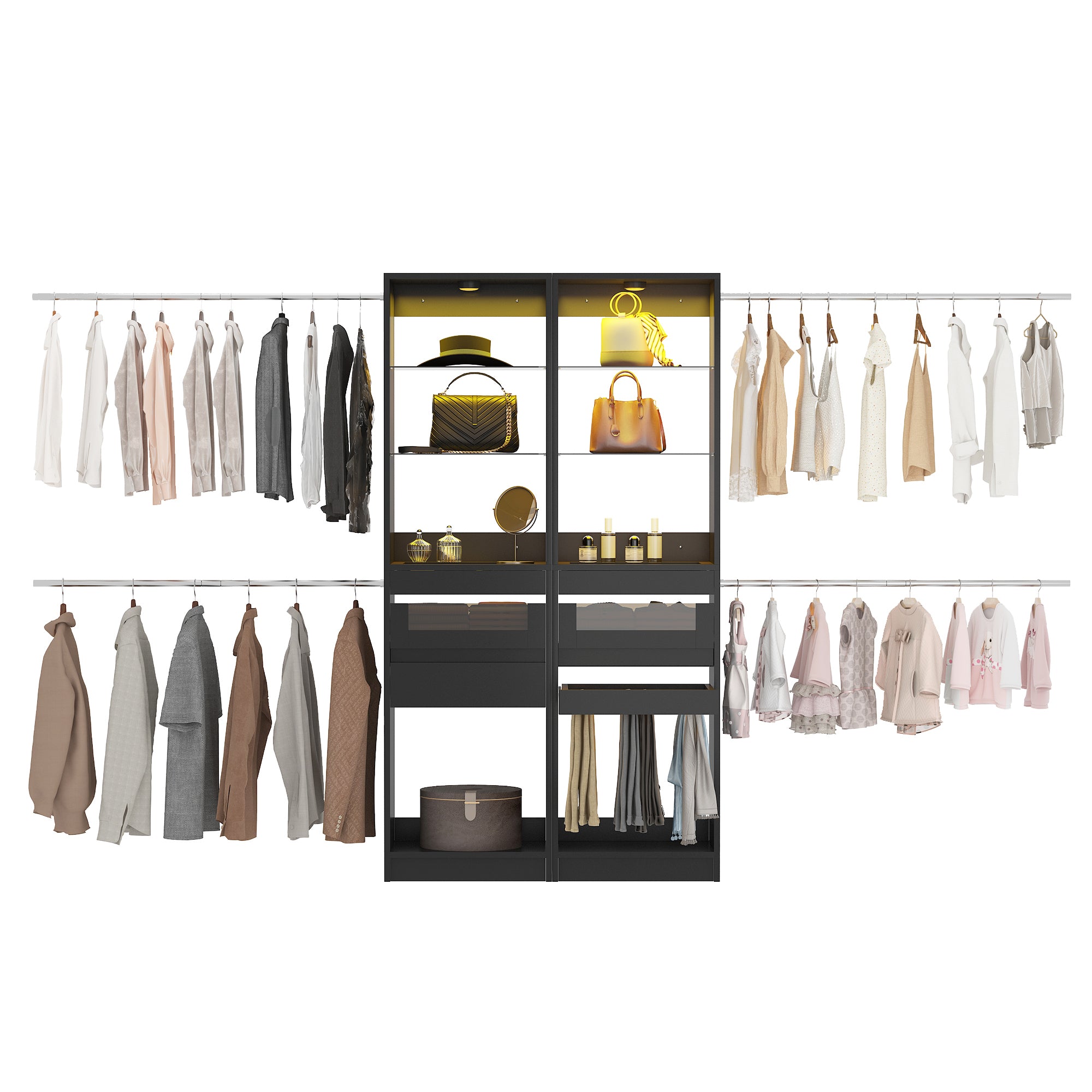Advwin 6-12 Ft Closet System with LED Lighting