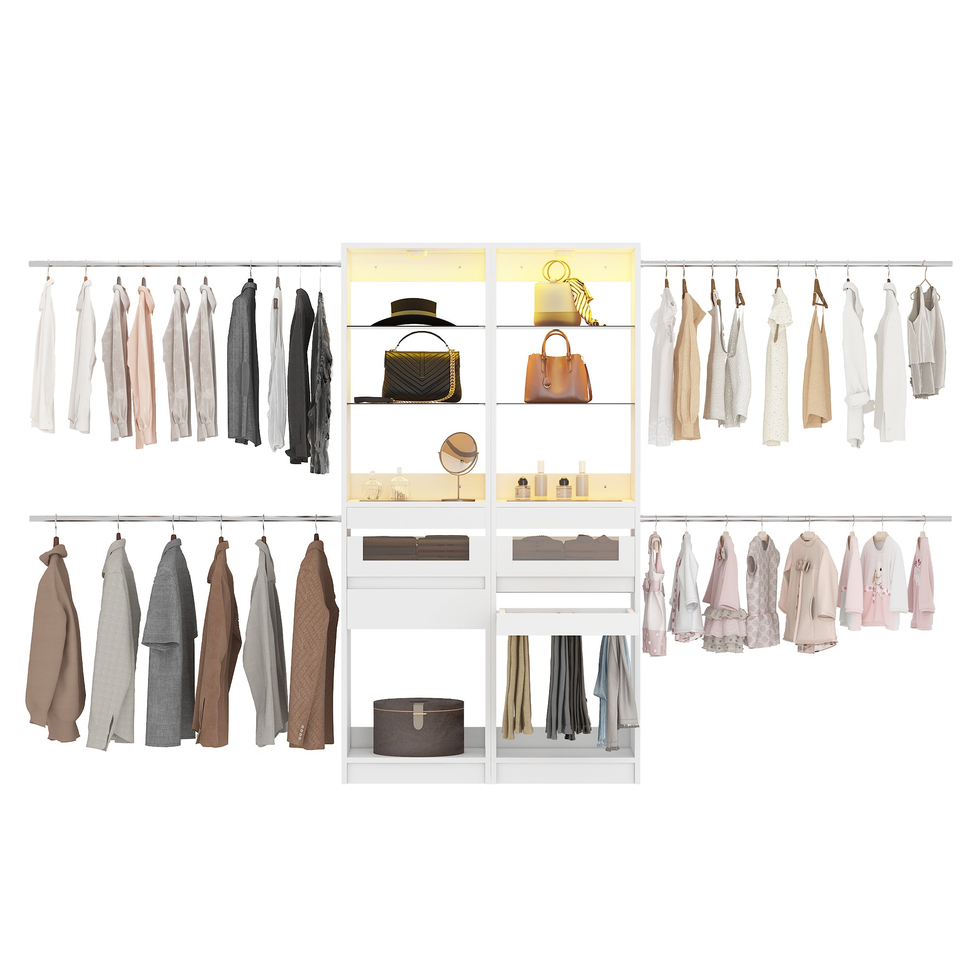 Advwin 6-12 Ft Closet System with LED Lighting