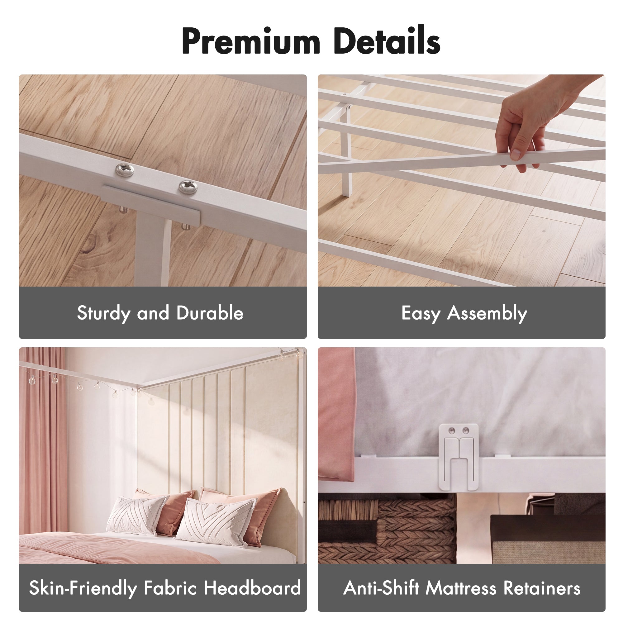 Advwin Canopy Bed Frame with RGB LED Strip Lights
