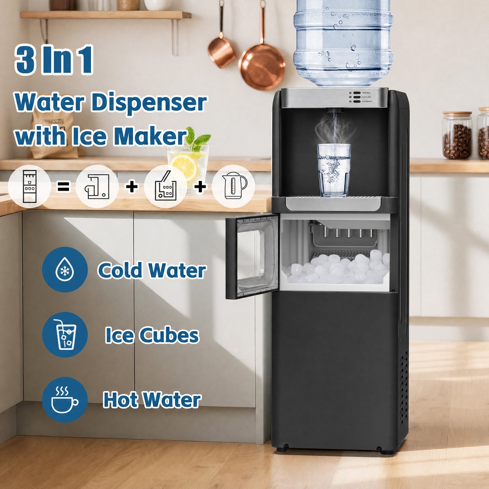 Advwin 3-in-1 Water Dispenser with Ice Maker