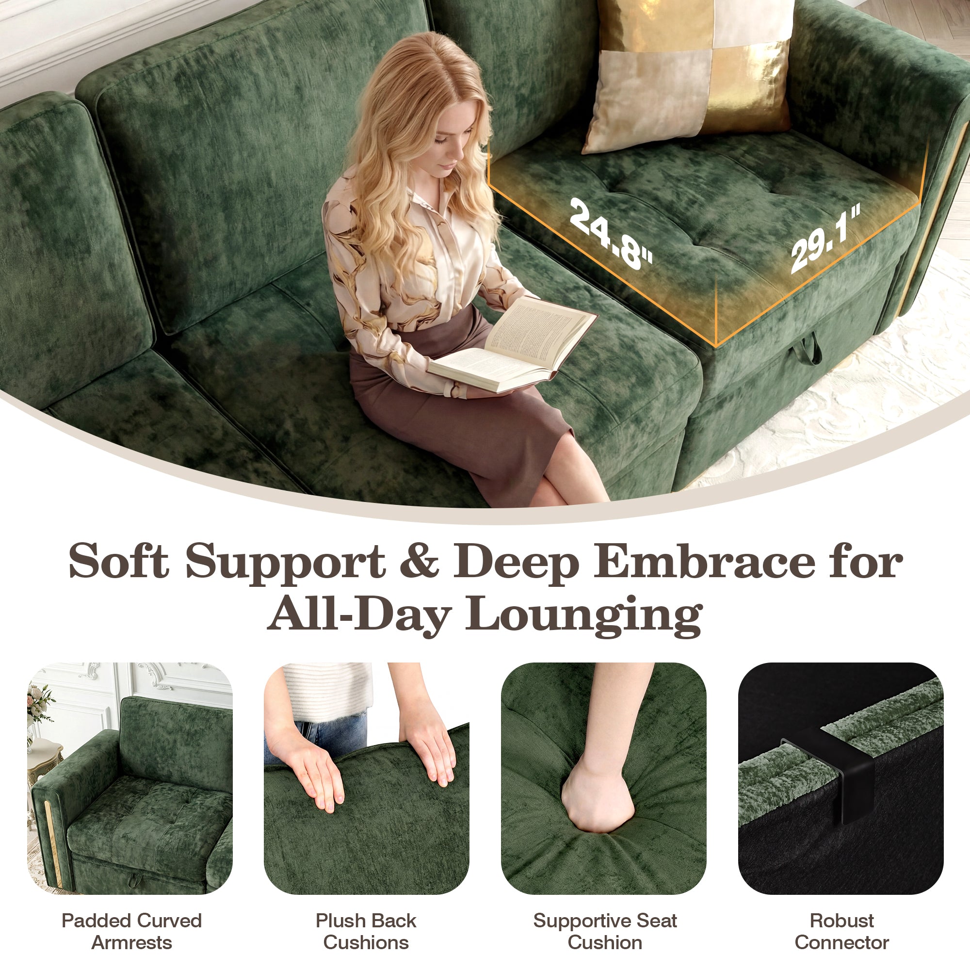 Advwin Oversized Modular Chenille Sofa with Storage