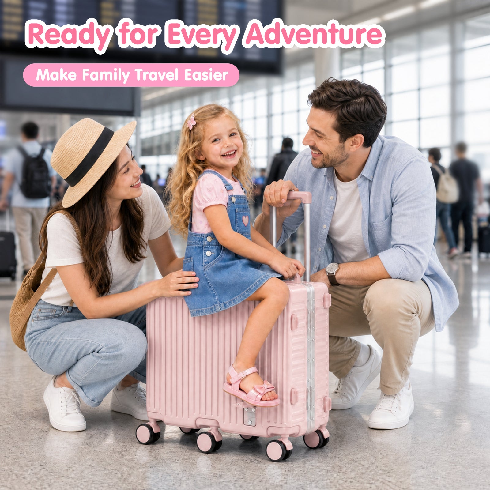 Advwin 20" Aluminum Frame Kids Ride-On Suitcase w/ 6 Wheels