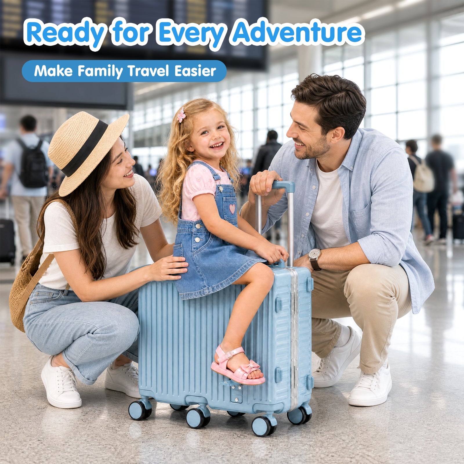 Advwin 20" Aluminum Frame Kids Ride-On Suitcase w/ 6 Wheels