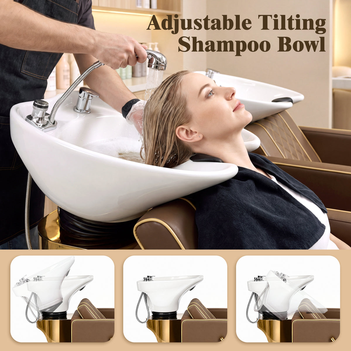 Advwin Shampoo Station w/ Adjustable Ceramic Bowl