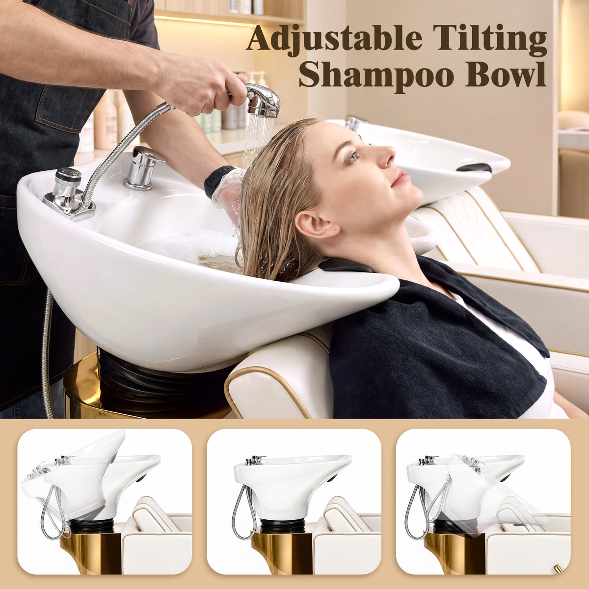 Advwin Shampoo Station w/ Adjustable Ceramic Bowl