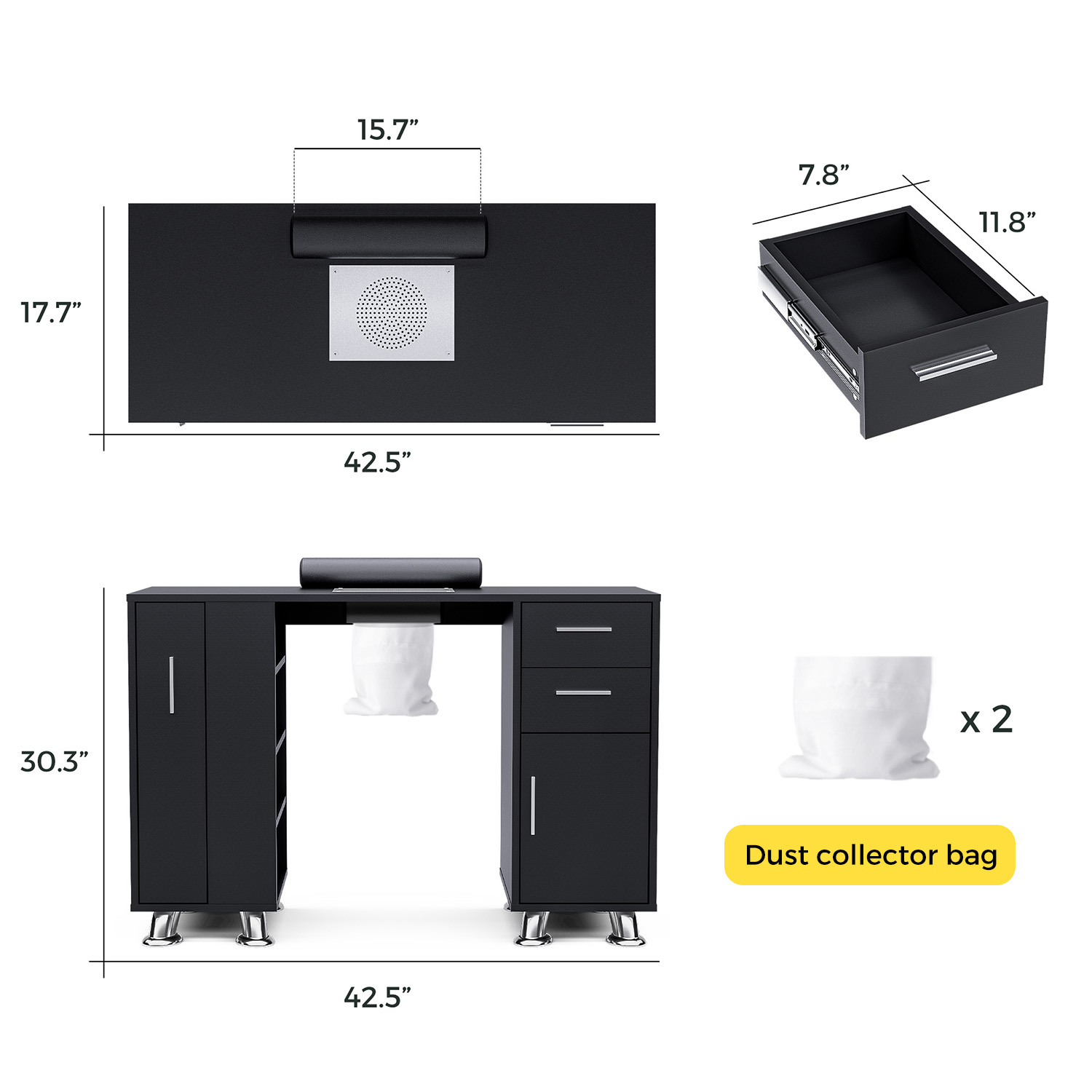 Advwin Manicure Table with Dust Collector