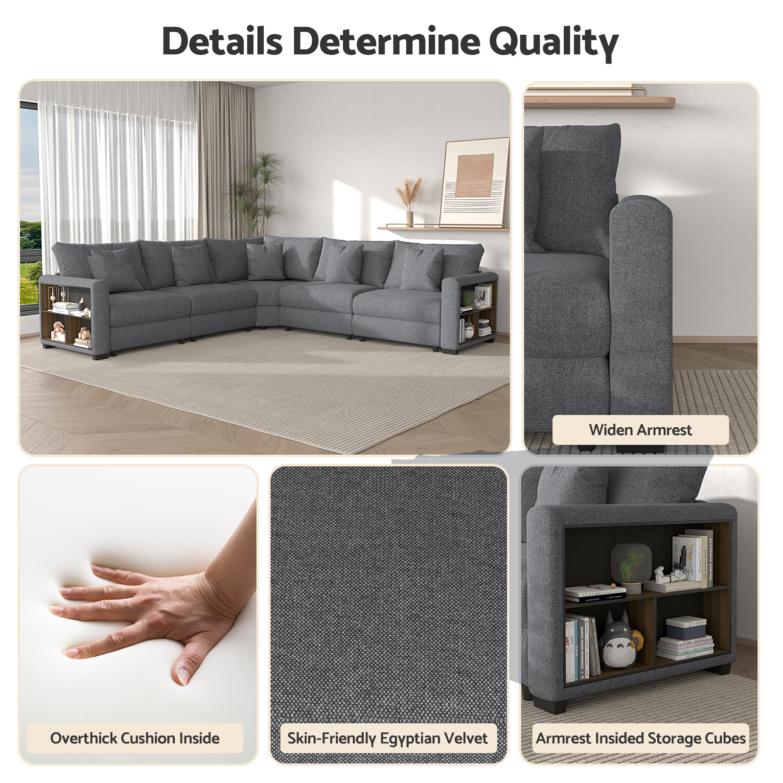 Advwin Oversized Corner Couches With Storage Armrest