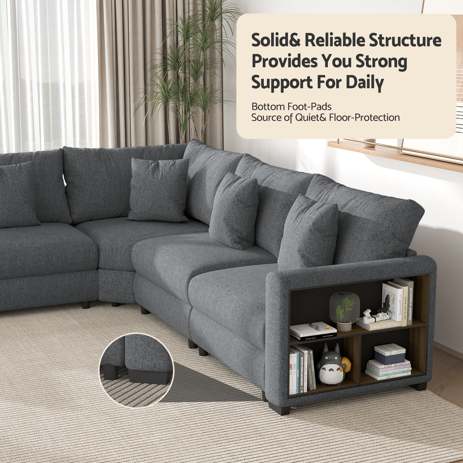 Advwin Oversized Corner Couches With Storage Armrest