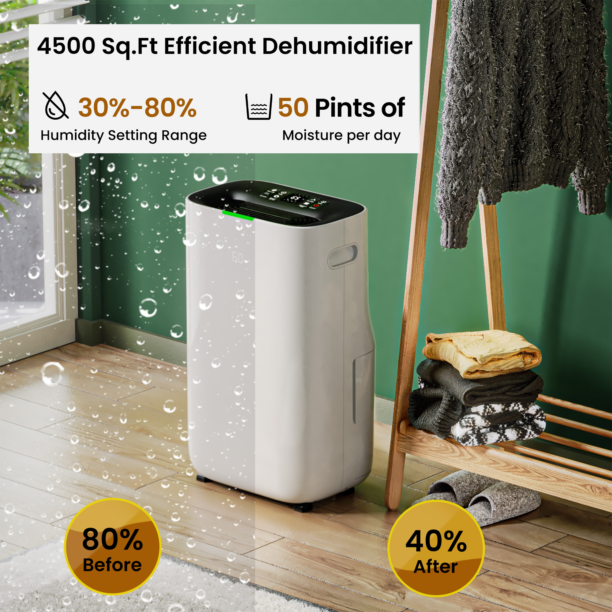 Advwin Upgraded 50 Pints Dehumidifiers