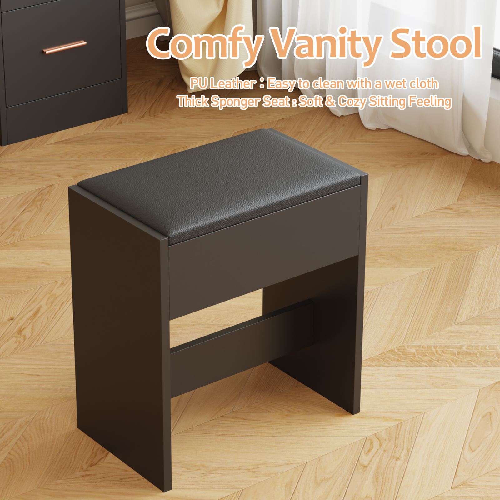 Advwin makeup desk with comfy vanity stool