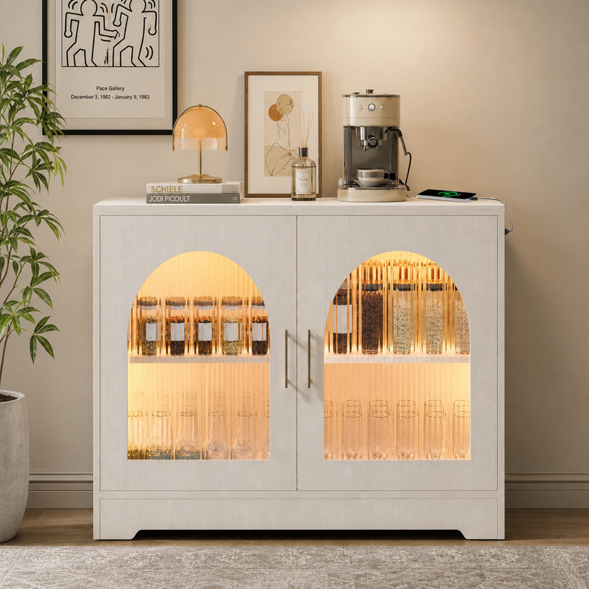Advwin Extendable Dining Table with Storage Cabinet
