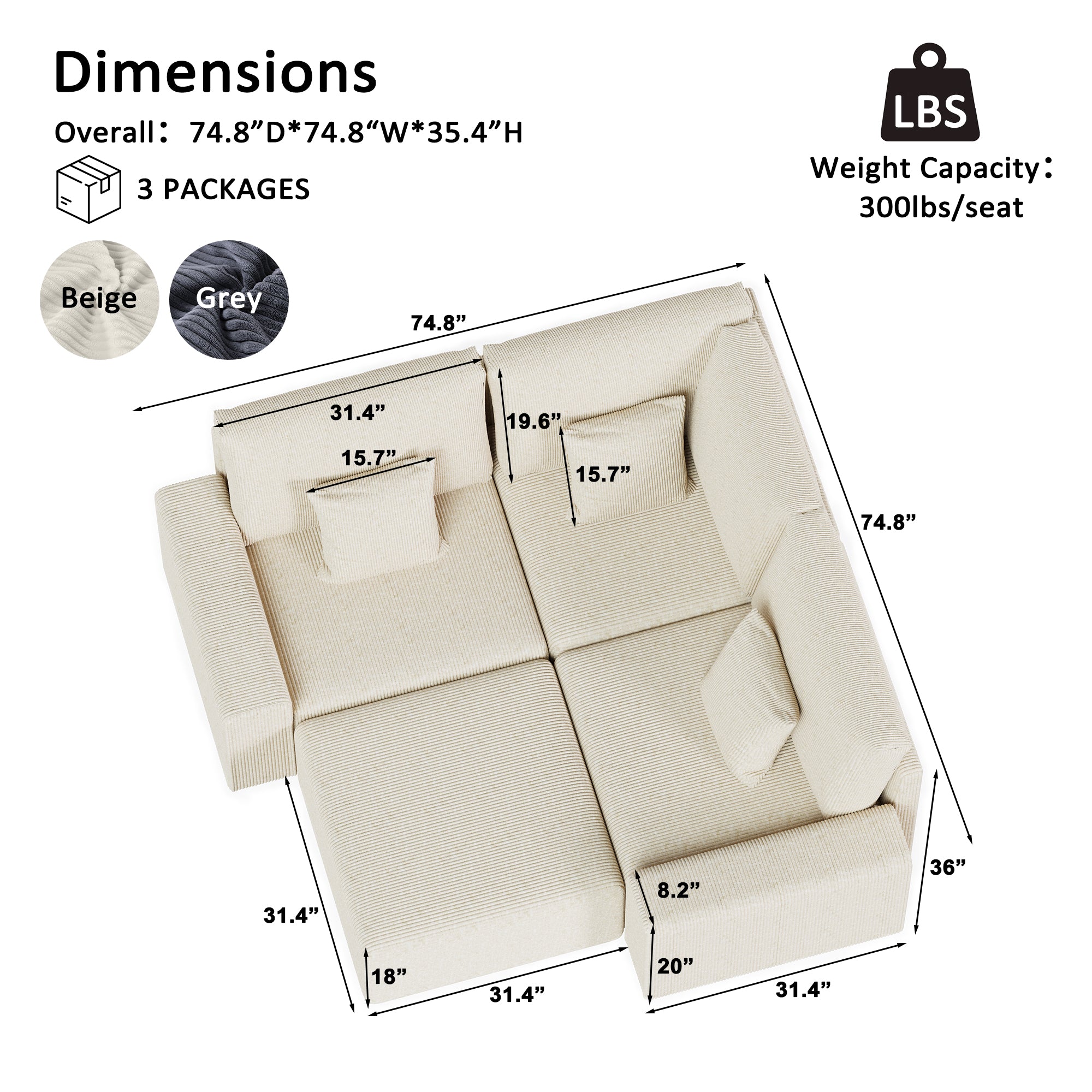 Advwin Luxury Oversized Minimalist Cloud Couch