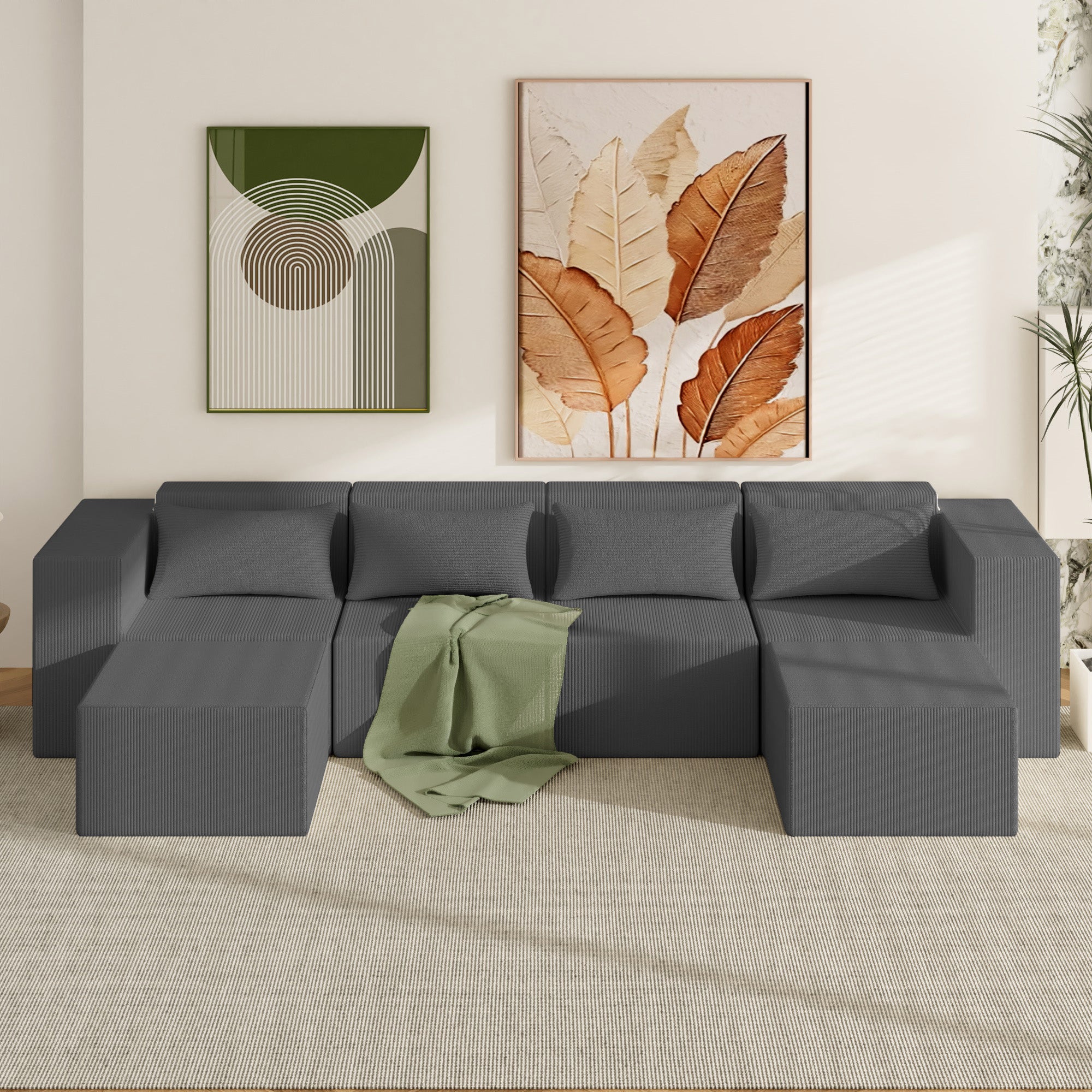Advwin Oversized Modular Sectional Corduroy Couch