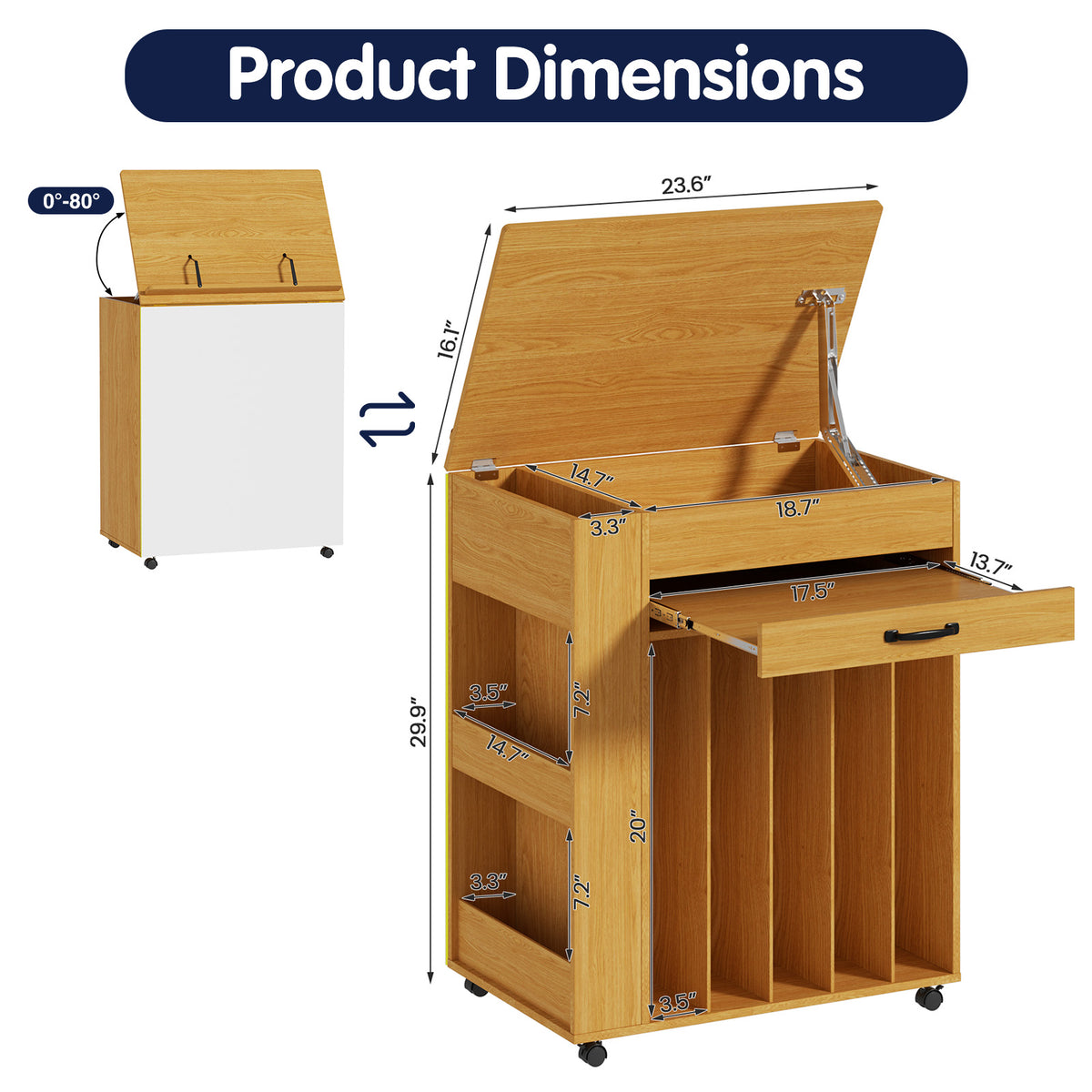 Advwin Rolling Big Book Display Cart with Markerboard