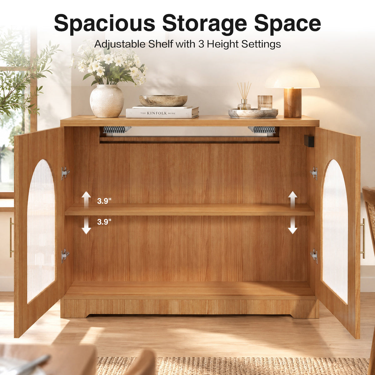 Advwin Extendable Dining Table with Storage Cabinet