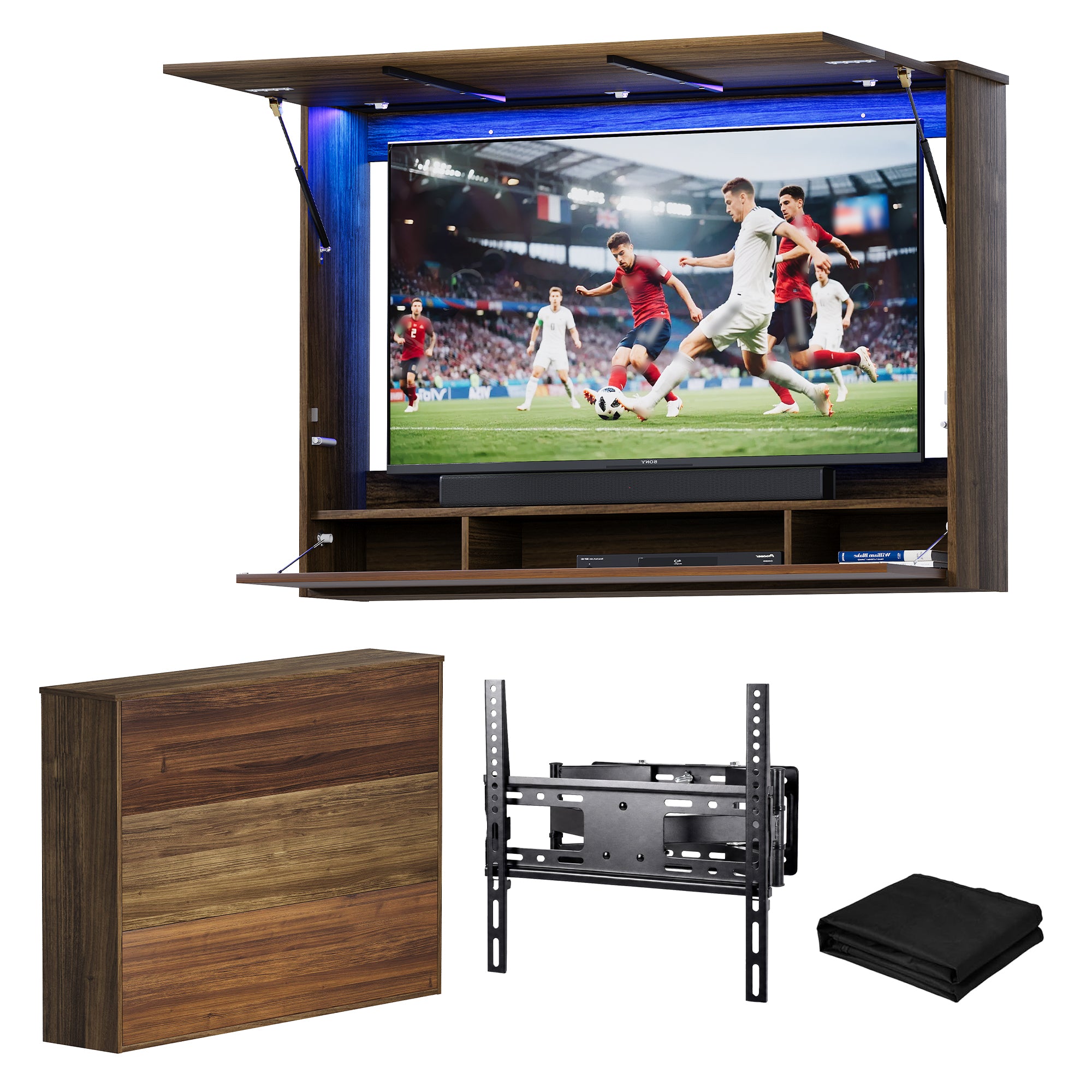 Advwin Wall Mounted TV Cabinet with Lift-Up Door