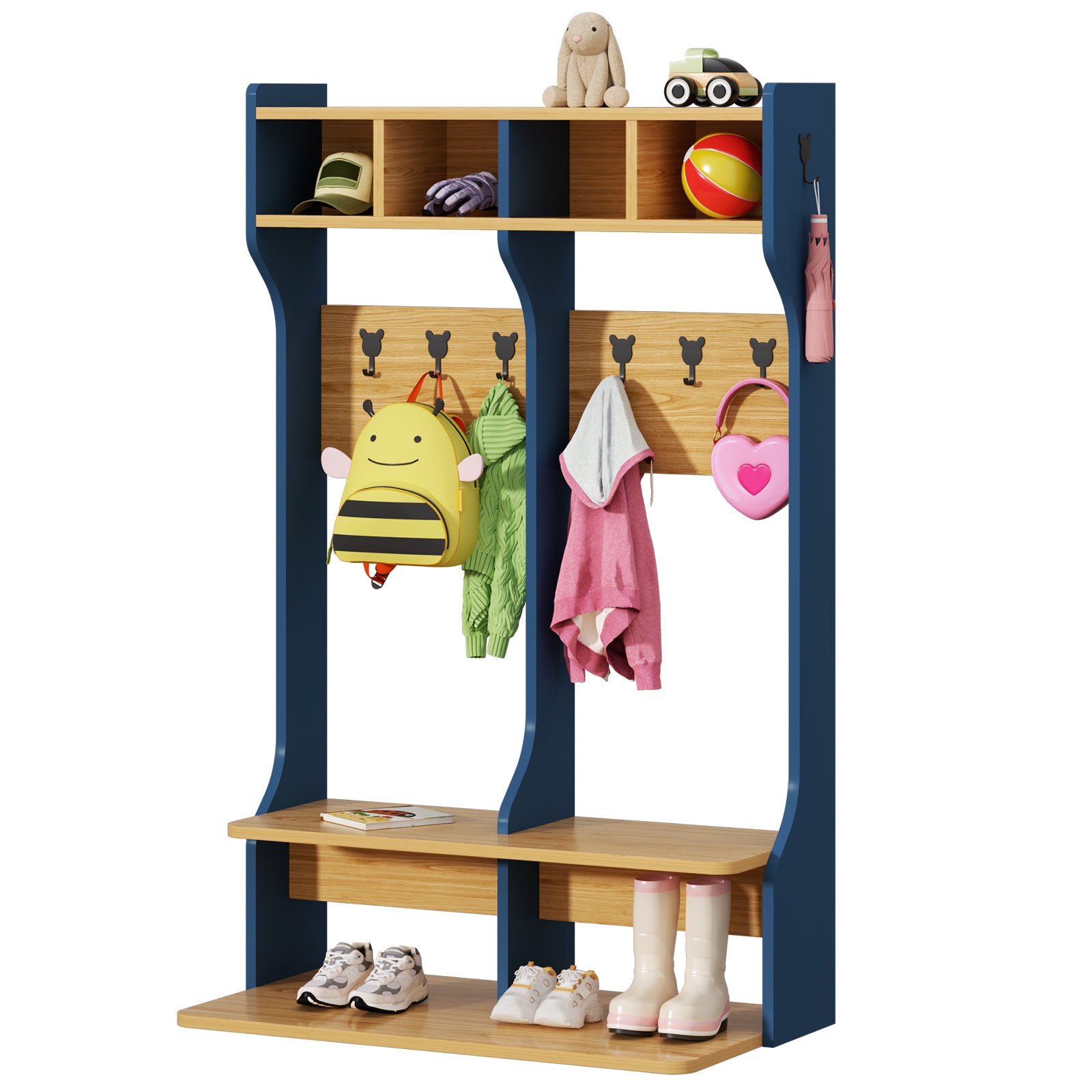 Advwin 2-Section Coat Locker with Bench