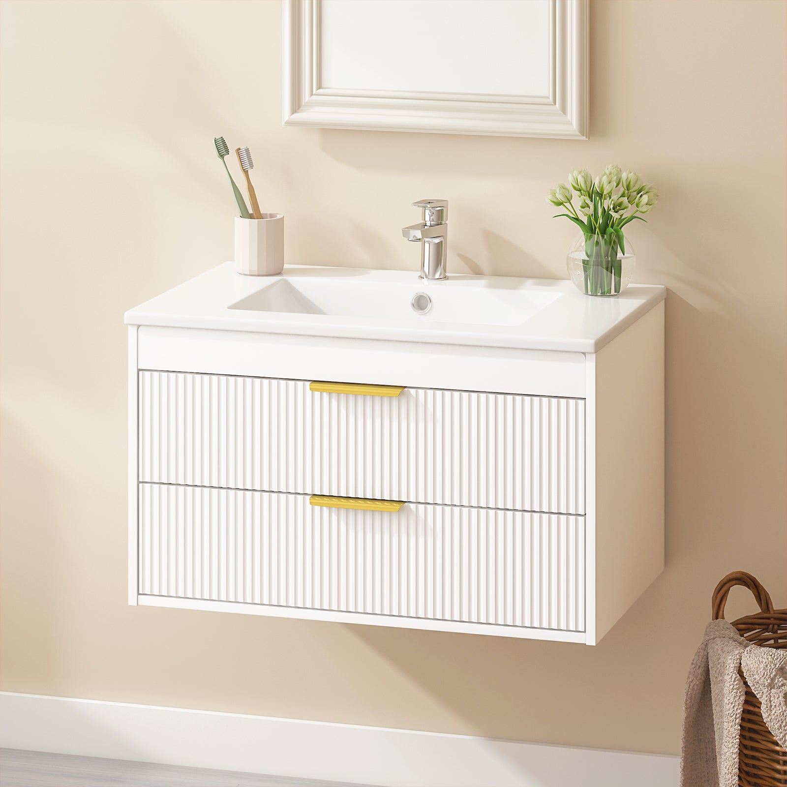 Advwin Bathroom Vanity with Ceramic Sink